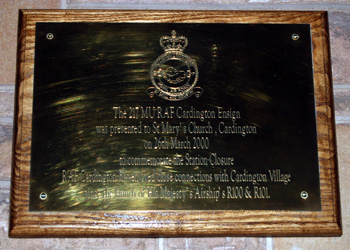 Plaque commemorating the closure of RAF Cardington in 2000